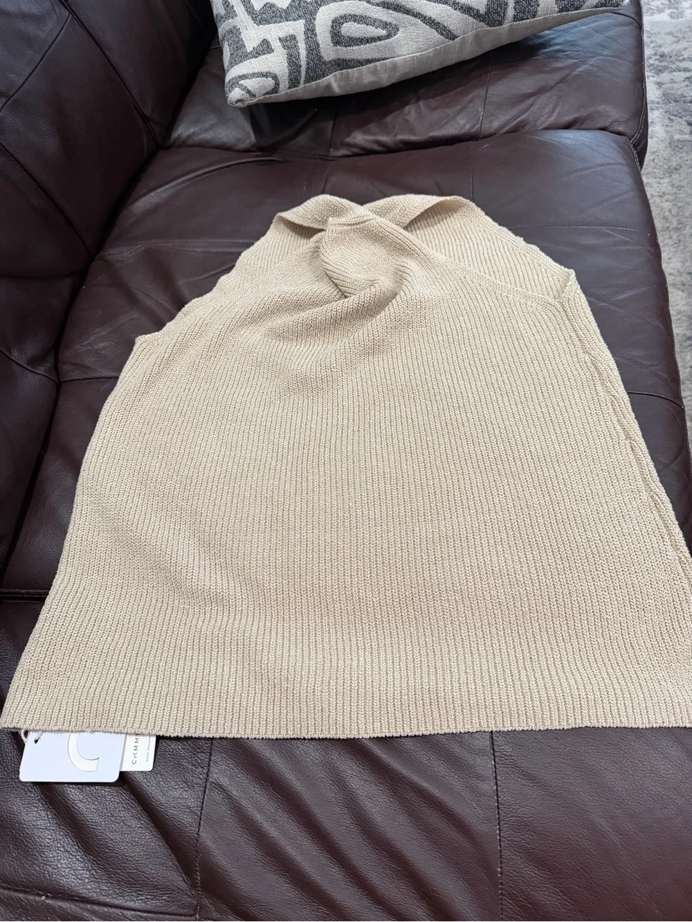 Commense Beige Ribbed Knit Halter Tank - Picture 1 of 1